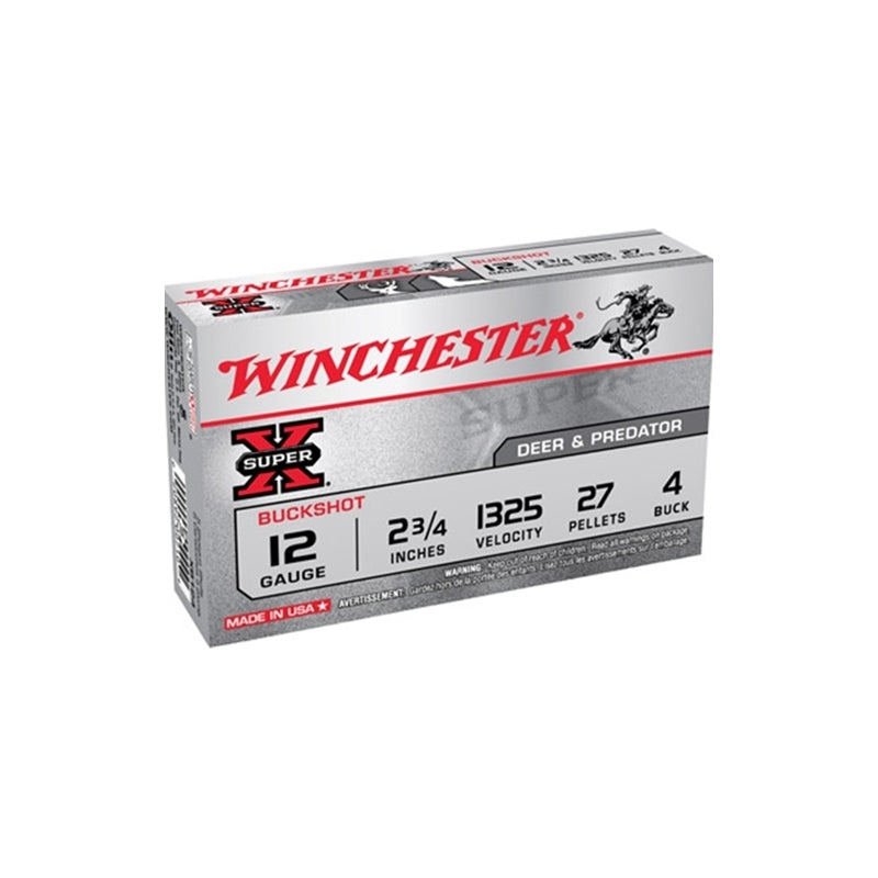 Winchester Super-X 12 Gauge 2-3/4" Buffered #4 Buckshot 27 Pellets