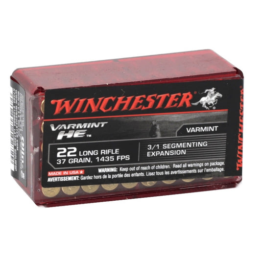 Winchester Varmint HE 22 Long Rifle Ammo 37 Grain Hollow Point