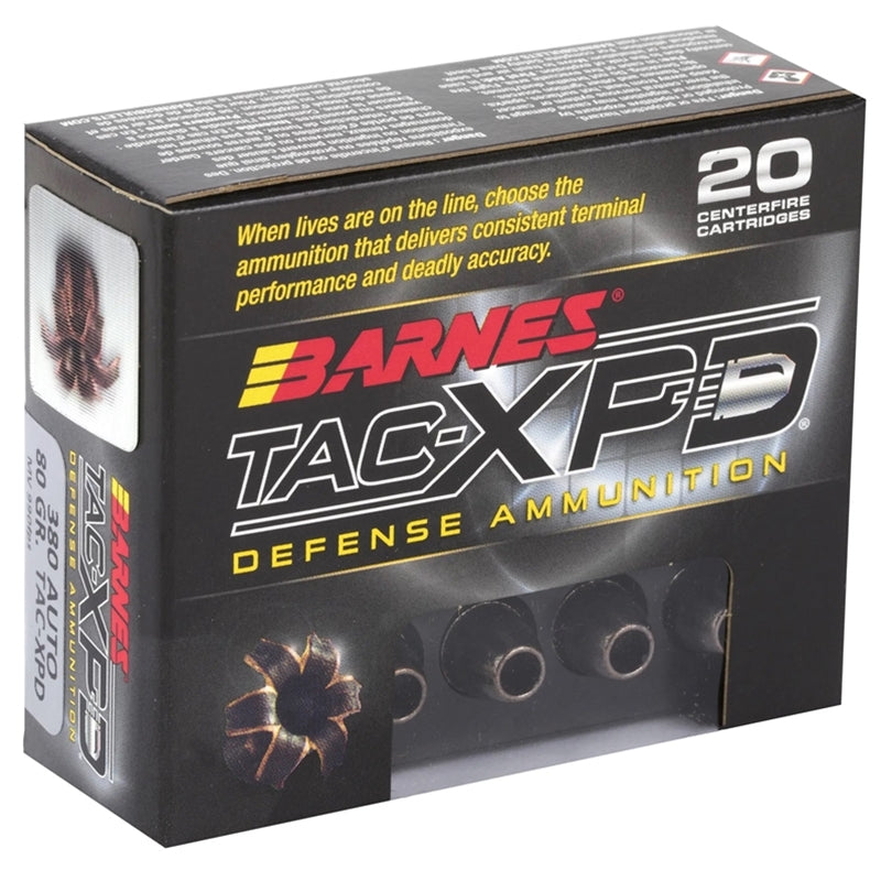 Barnes TAC-XPD 380 ACP Ammo 80 Grain TAC-XP Hollow Point Lead Free