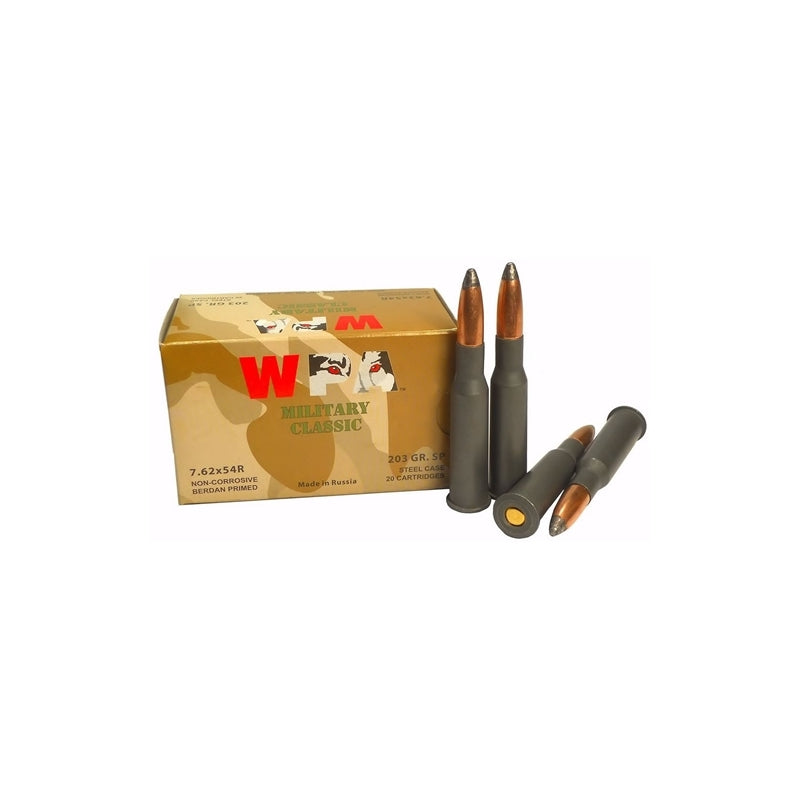 Wolf Military Classic 7.62x54R Ammo 203 Grain SP Steel Case