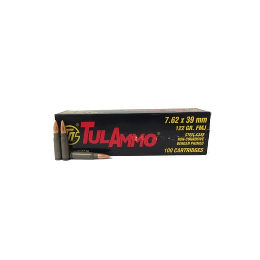 Tul 7.62x39mm Russian Ammo 122 Grain FMJ 100 Round Packs