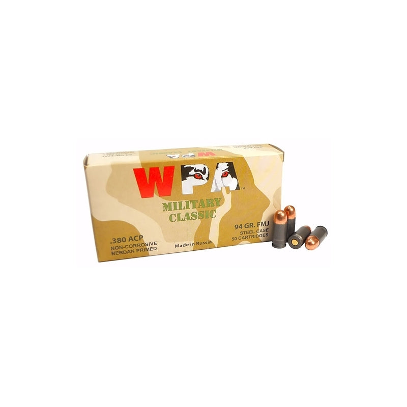 Wolf Military Classic 380 ACP AUTO Ammo 94 Grain FMJ Steel Case