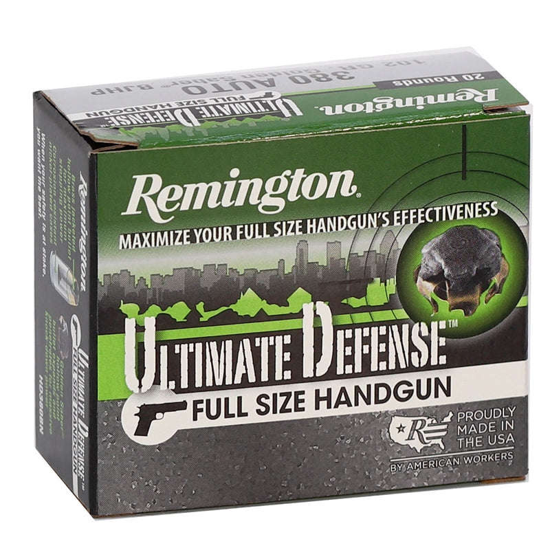 Remington Ultimate Defense 380 ACP AUTO Ammo 102 Grain Brass Jacketed Hollow Point