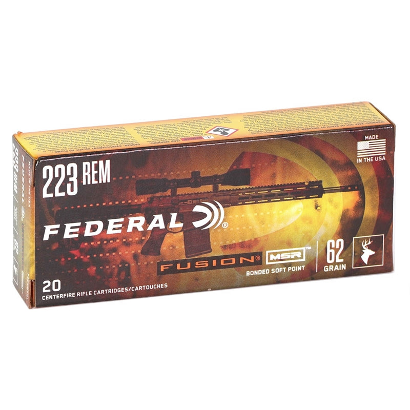 Federal Fusion MSR 223 Remington Ammo 62 Grain Spitzer Boat Tail