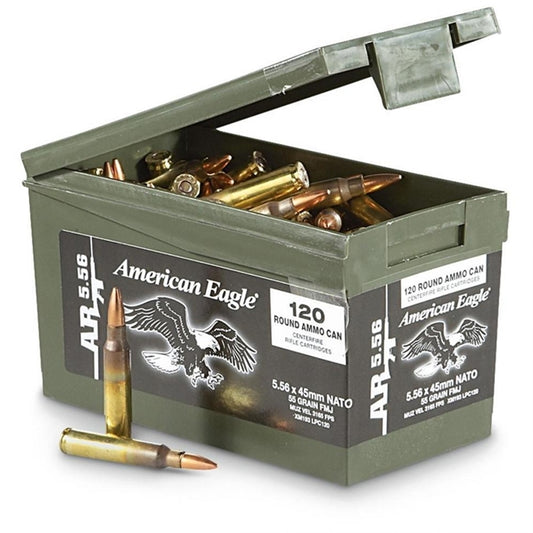 Federal American Eagle 5.56mm NATO Ammo 55 Grain FMJ 120 Rounds in Mini Ammo Can