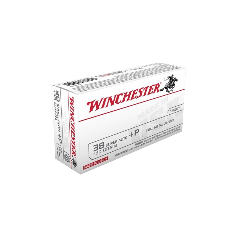 Winchester USA 38 Super +P 130 Grain Full Metal Jacket