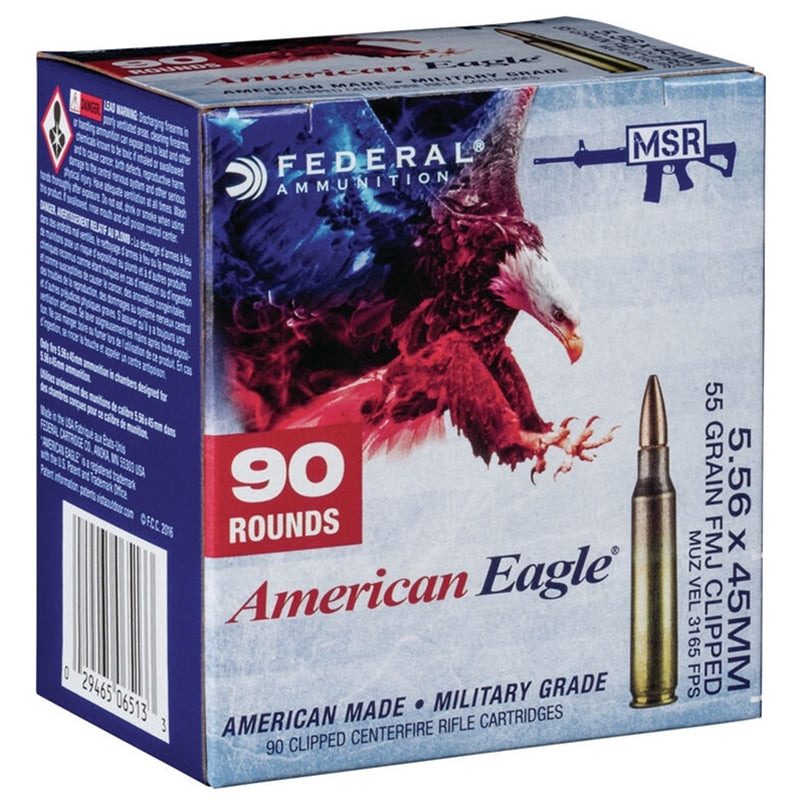 Federal American Eagle 5.56x45mm NATO Ammo 55 Grain FMJ Boat Tail