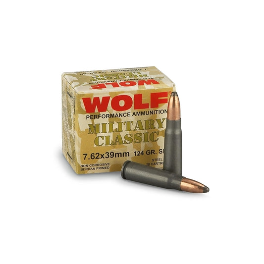 Wolf Military Classic 7.62x39mm Ammo 124 Grain SP Steel Case