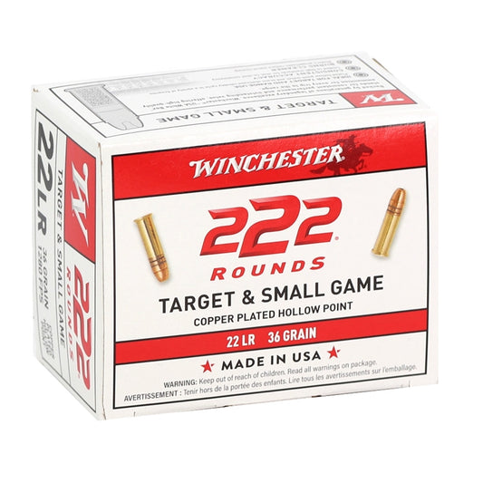 Winchester 22 Long Rifle 36 Grain Plated Lead Hollow Point 222 Round Box