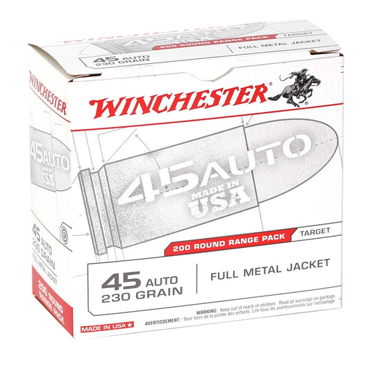 Winchester USA 45 ACP AUTO Ammo 230 Grain FMJ 200 Rounds