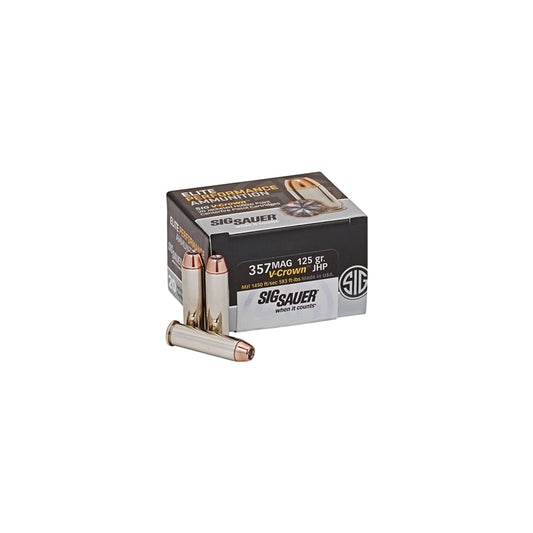 Sig Sauer Elite Performance 357 Magnum Auto Ammo 125 Grain V-Crown Jacketed Hollow Point