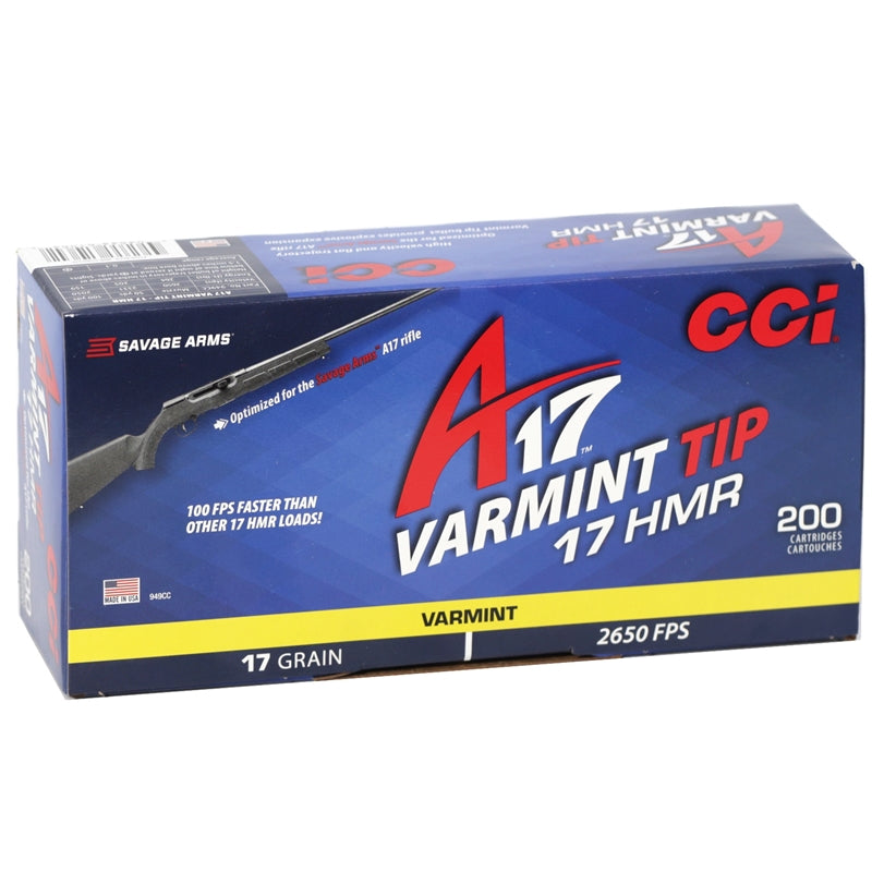 CCI A17 17 HMR Ammo 17 Grain Varmint Tip 200 Rounds