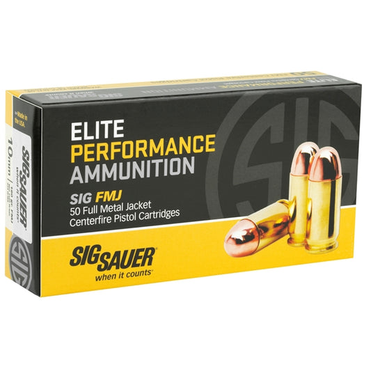 Sig Sauer Elite Performance 10mm Auto Ammo 180 Grain Full Metal Jacket