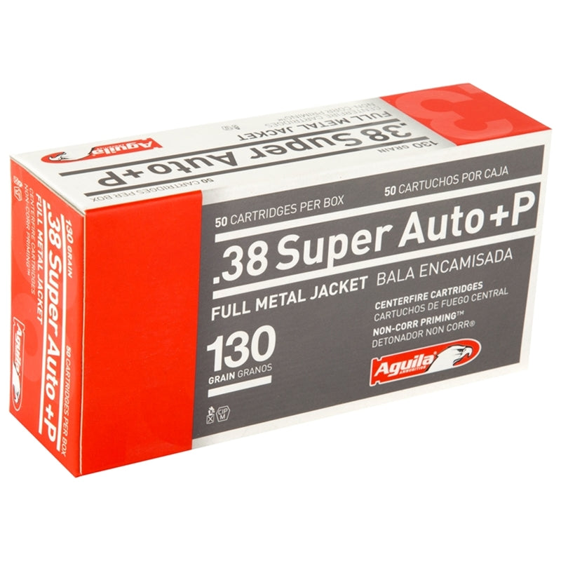 Aguila 38 Super Auto Ammo +P 130 Grain Full Metal Jacket