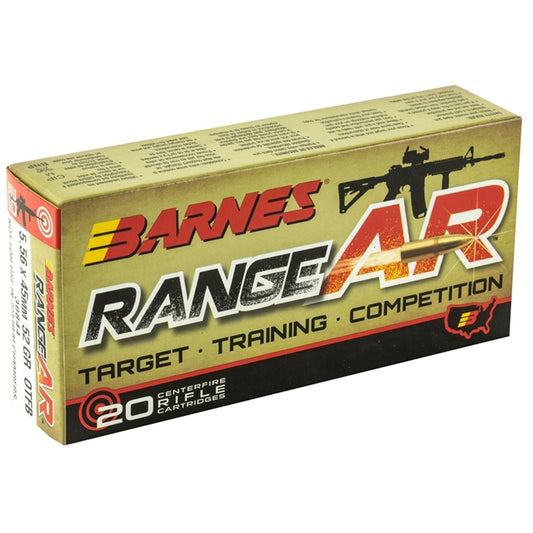 Barnes RangeAR 5.56x45mm Ammo NATO 52 Grain Open-Tip Match