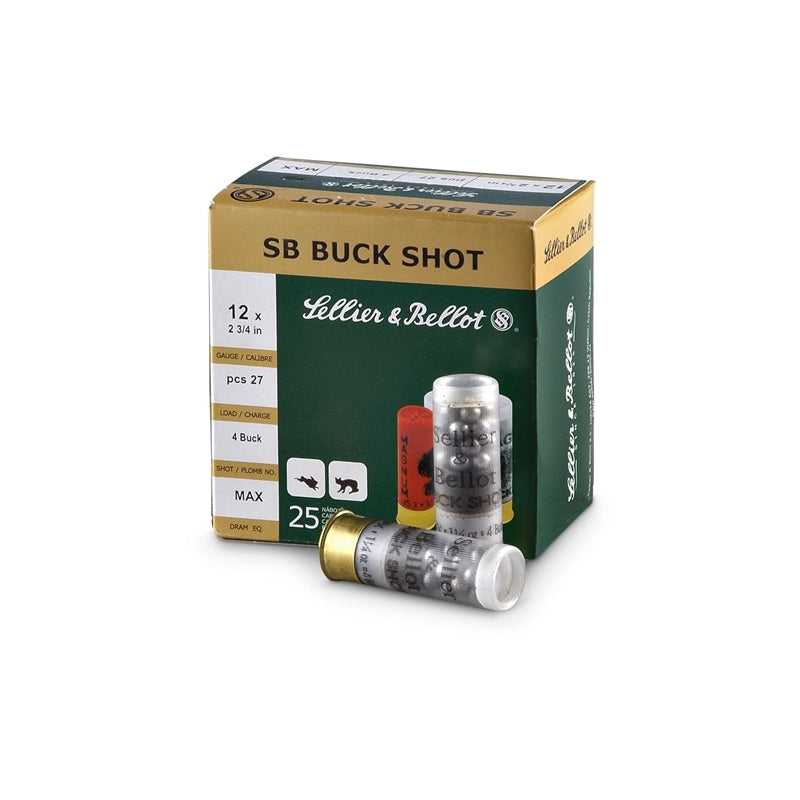 Sellier & Bellot 12 Gauge 2-3/4” Ammo #4 Buckshot 27 Pellets