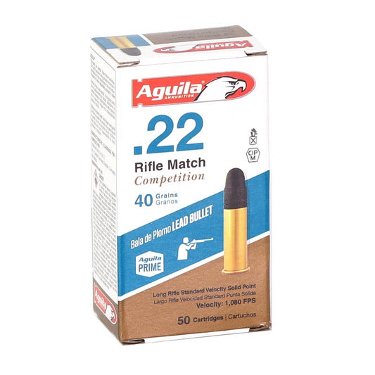 Aguila Rifle Match 22 Long Rifle Ammo 40 Grain Lead Round Nose