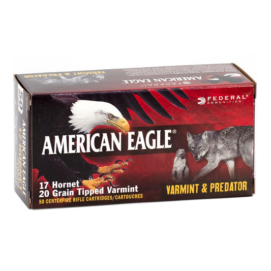 Federal American Eagle Varmint and Predator 17 Hornet Ammo 20 Grain Tipped Varmint