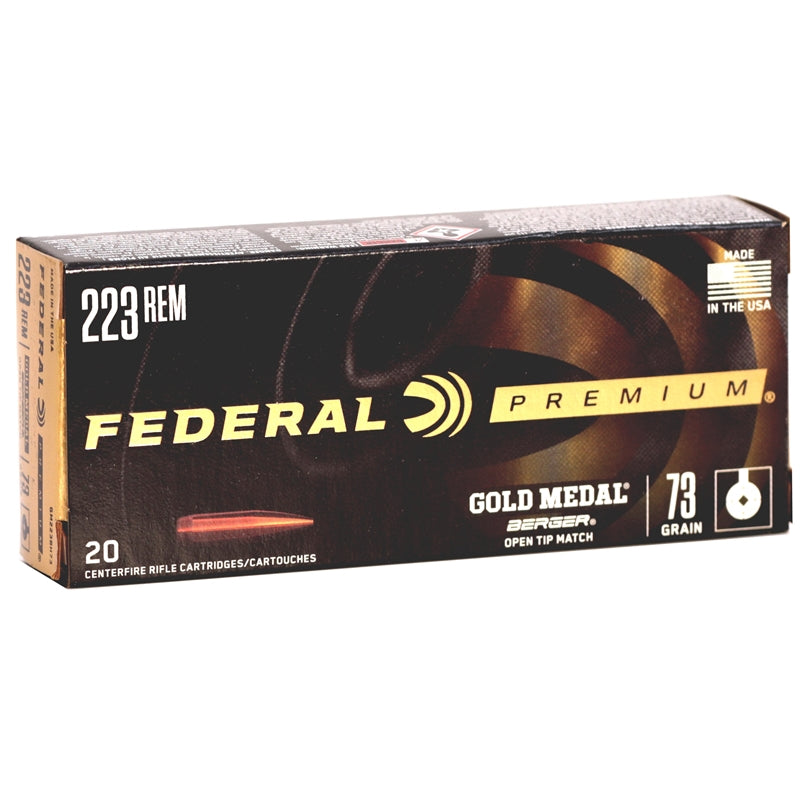 Federal Gold Medal Berger 223 Remington Ammo 73 Grain Berger Hybrid