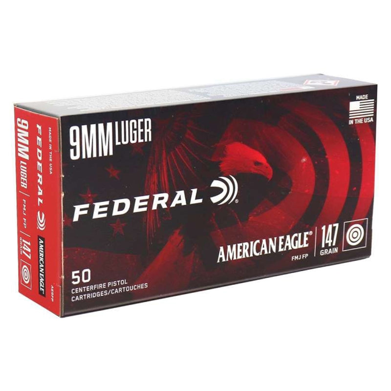 Federal American Eagle 9mm Luger Ammo 147 Grain Full Metal Jacket