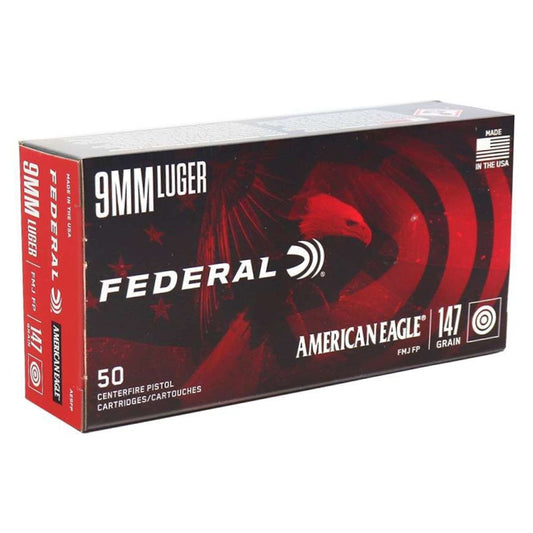 Federal American Eagle 9mm Luger Ammo 147 Grain Full Metal Jacket