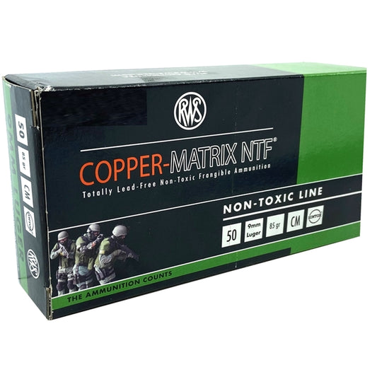 RWS Copper-Matrix 9mm Luger Ammo 85 Grain NTF Lead Free