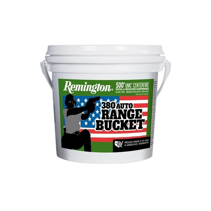 Remington UMC 380 ACP AUTO Ammo 95 Grain Full Metal Jacket 500 Round Range Bucket