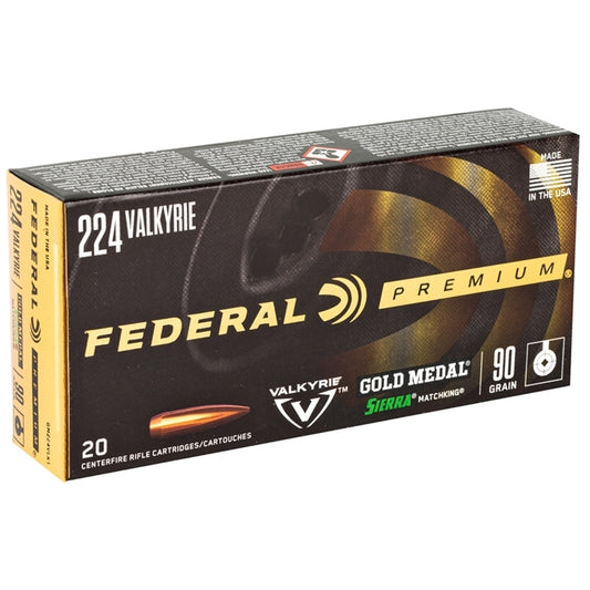 Federal Gold Medal 224 Valkyrie Ammo 90 Grain Sierra MatchKing