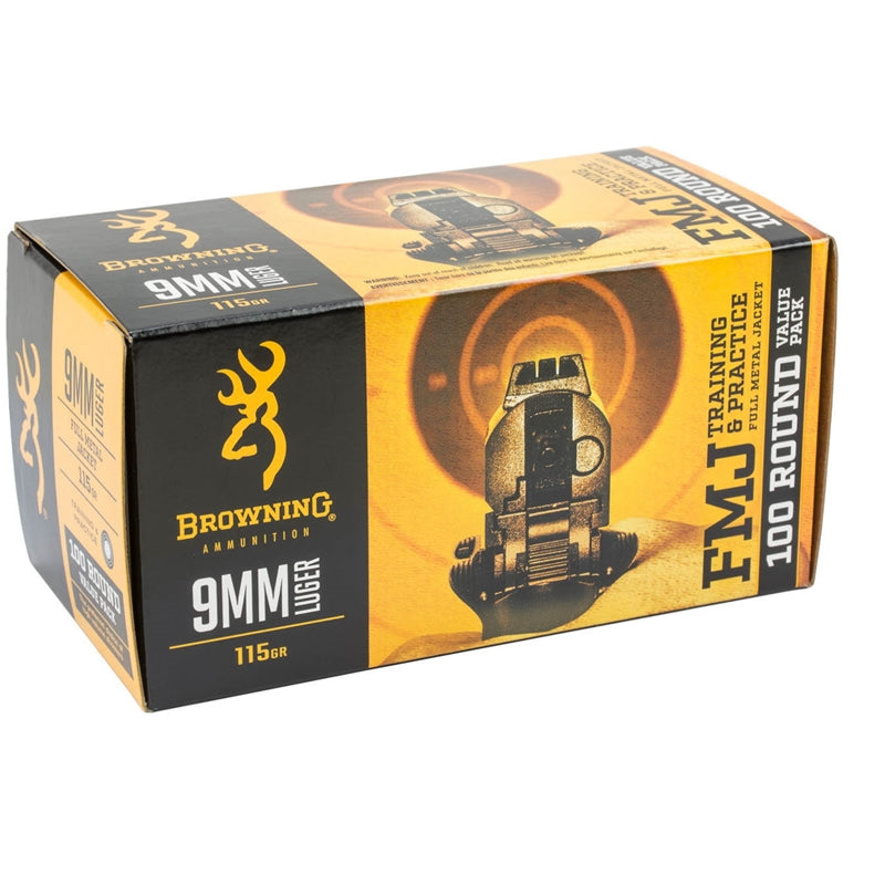 Browning 9mm Luger Ammo 115 Grain FMJ 100 Rounds Value Pack