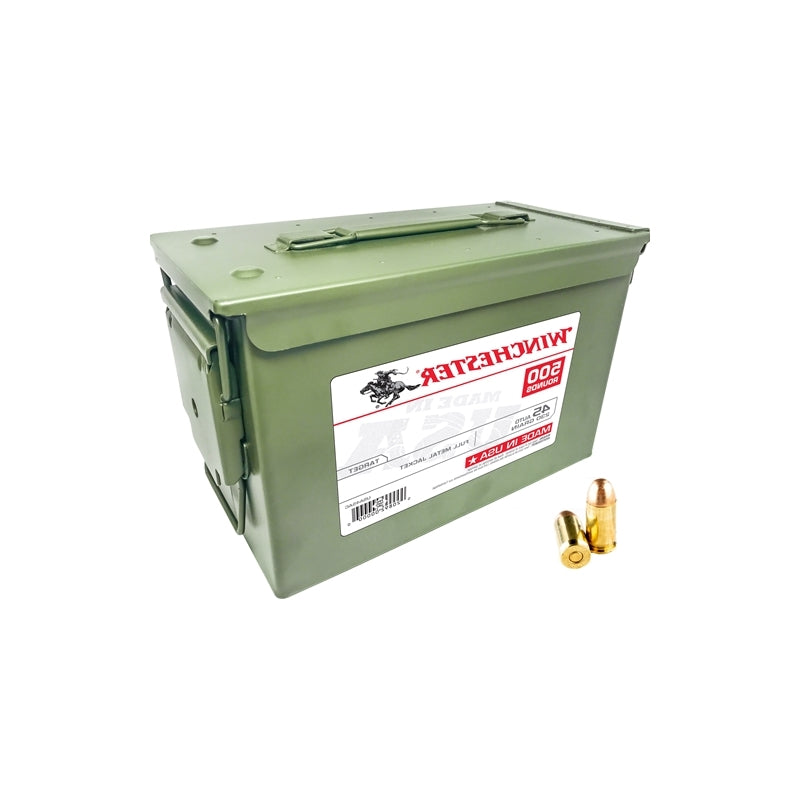 Winchester 45 ACP Auto Ammo 230 Grain Full Metal Jacket 500 Rounds in Ammo Can