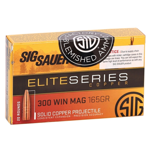 Sig Sauer Elite Performance Hunting HT 300 Winchester Magnum Ammo 165 Grain Solid Copper Lead Free Expanding