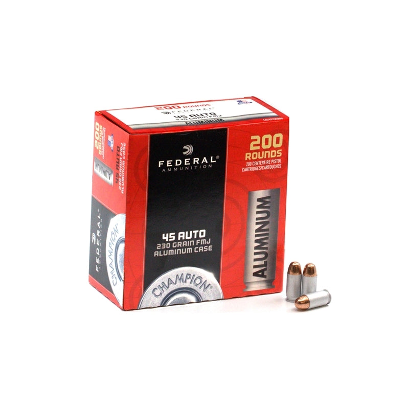 Federal Champion Aluminum 45 ACP AUTO Ammo 230 Grain FMJ 200 Rounds