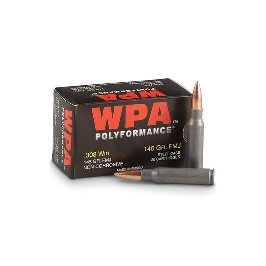 Wolf Polyformance 308 Winchester Ammo 145 Grain FMJ Steel Case