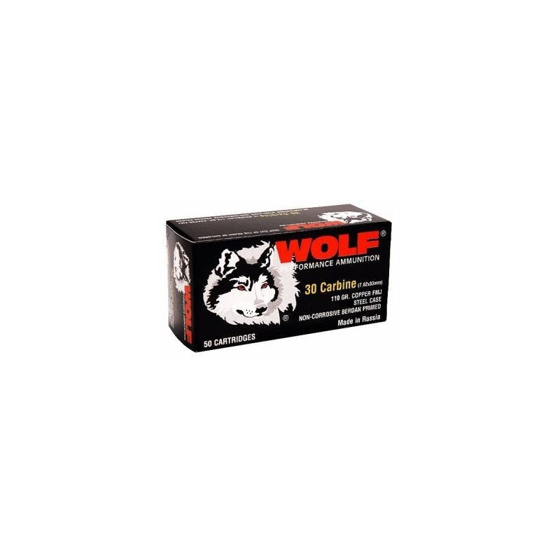 Wolf Polyformance 30 Carbine Ammo 110 Grain FMJ Steel Case