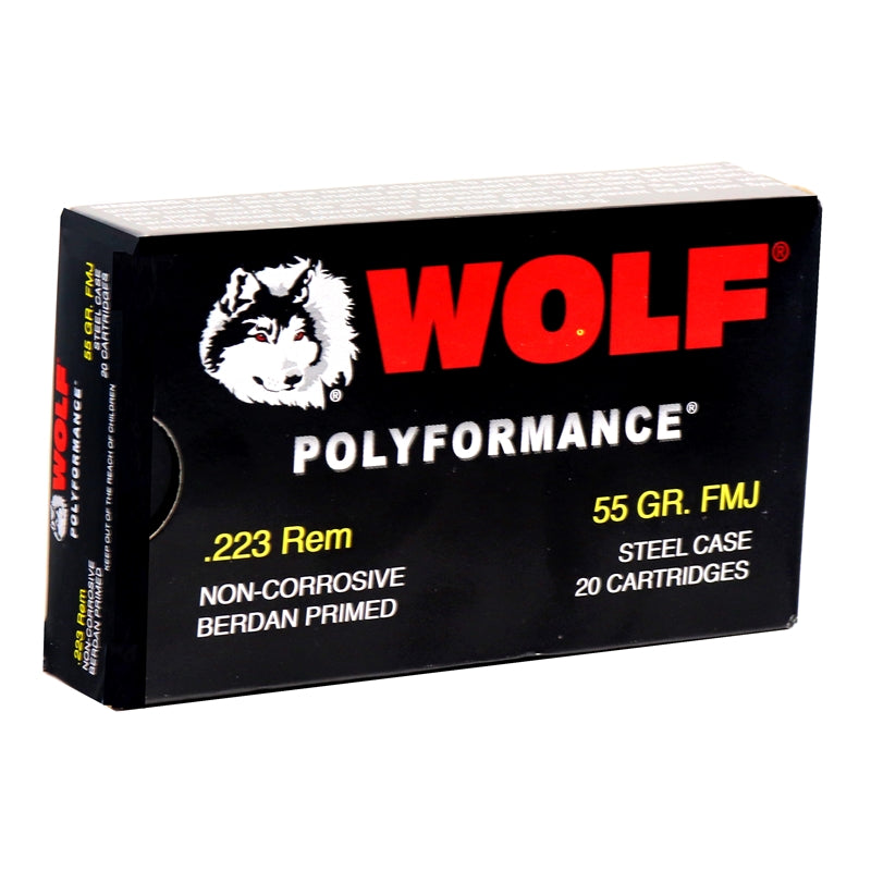 Wolf Polyformance 223 Remington Ammo 55 Grain FMJ Steel Case