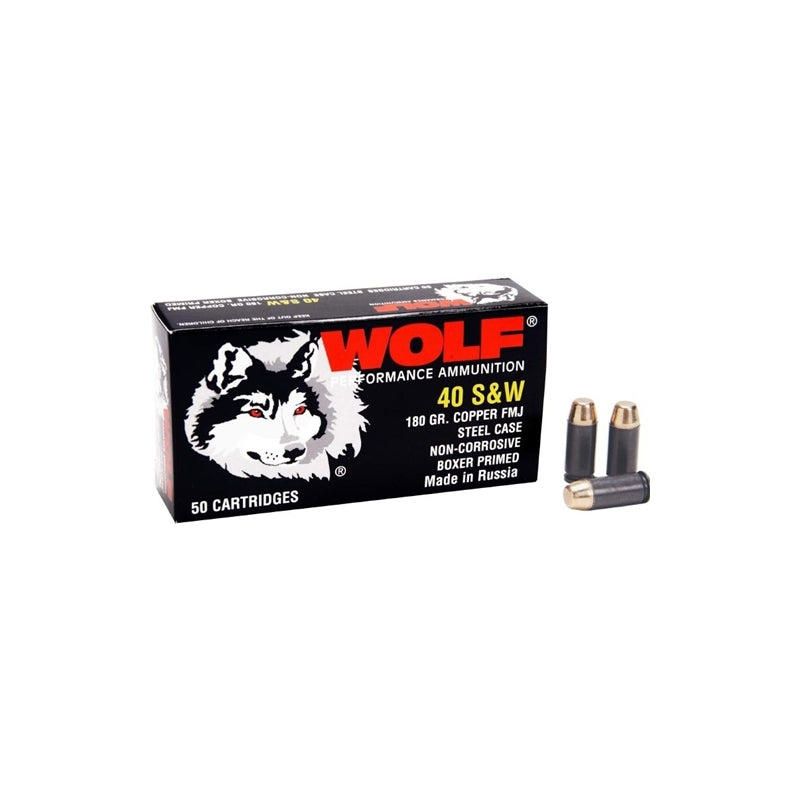 Wolf Polyformance 40 S&W Ammo 180 Grain FMJ Steel Case