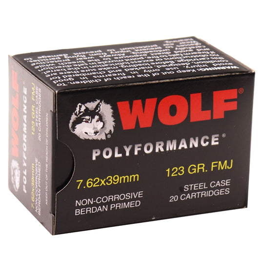 Wolf Polyformance 7.62x39mm Ammo 123 Grain FMJ Steel Case