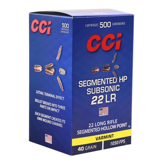 CCI Subsonic 22 Long Rifle Ammo 40 Grain Copper-Plated Segmented Hollow-Point