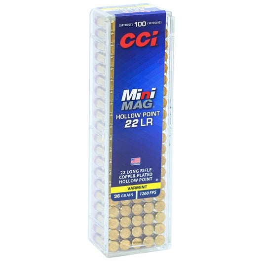 CCI Mini-Mag 22 Long Rifle Ammo 36 Grain Copper Plated Lead Hollow Point