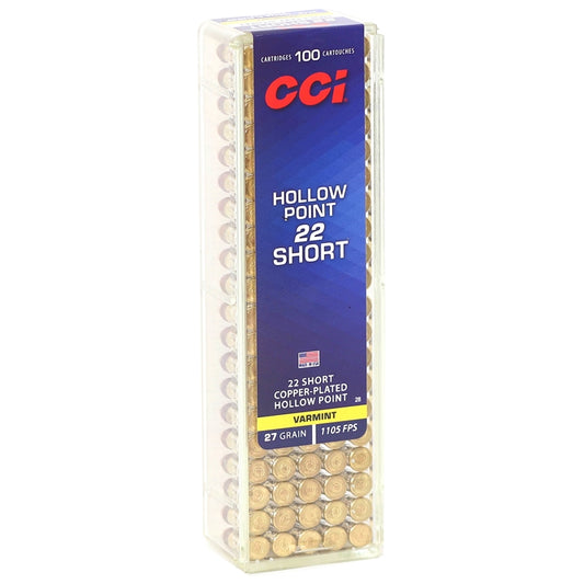 CCI 22 Short Ammo 27 Grain Plated Lead Hollow Point