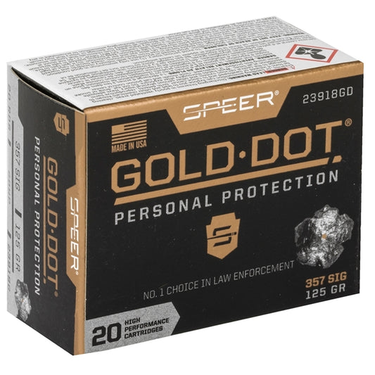 Speer Gold Dot 357 SIG Ammo 125 Grain Jacketed Hollow Point