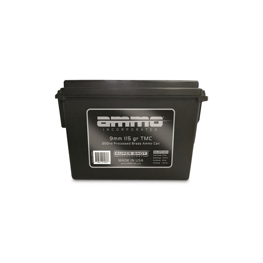 Ammo Inc 9mm Luger Ammo 115 Grain Total Metal Jacket 200 Rounds in Ammo Can